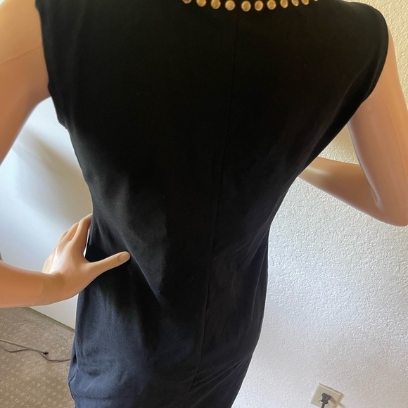 H&m Medium Black Figure Forming Gold Studded Sleeveless Knee Length Dress - Picture 7 of 9
